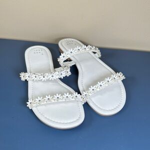 A New Day White Daisy Embellished Sandals